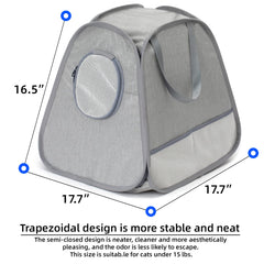 XingYunEr collapsible cat litter box folded for compact storage after travel.