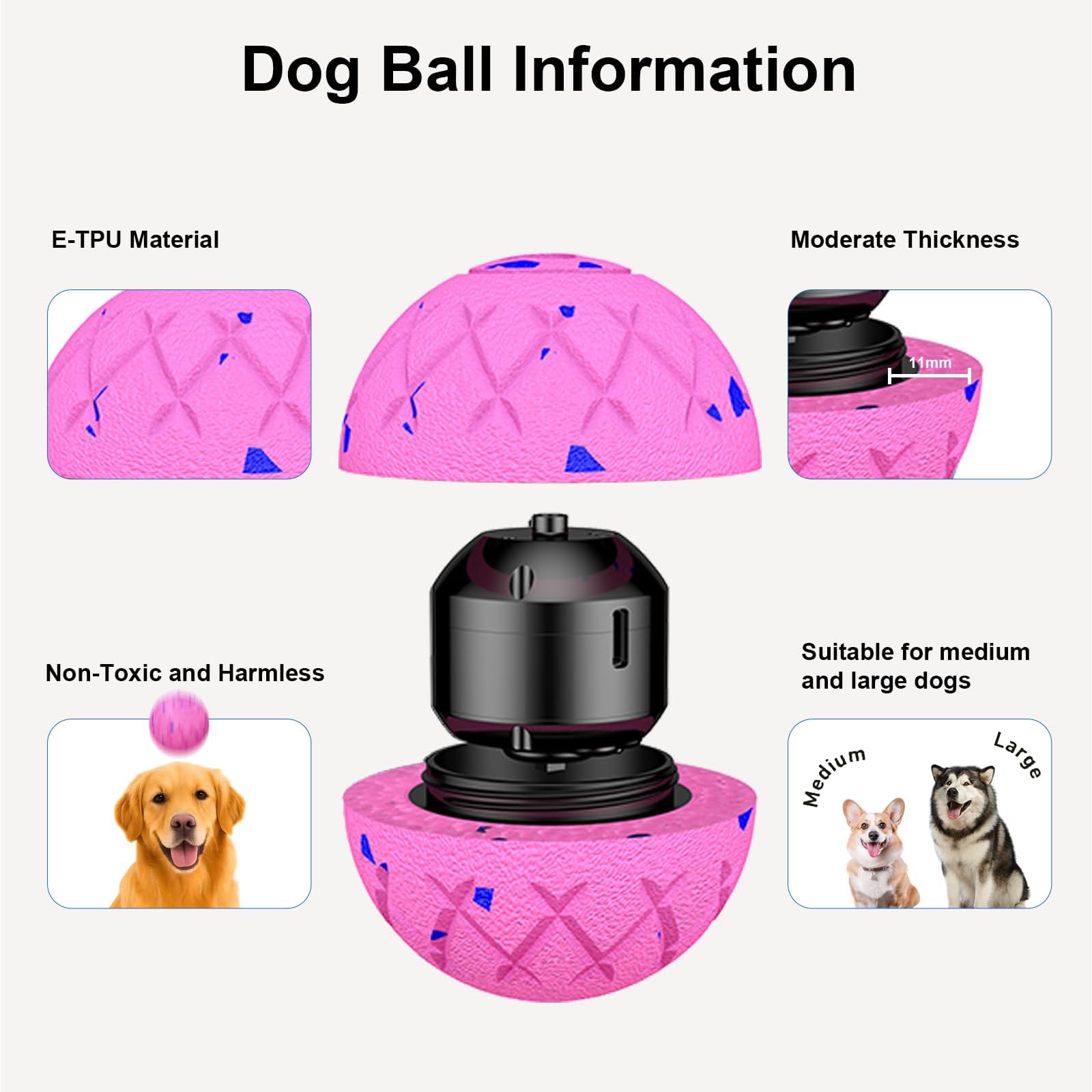 XINGZUAN interactive dog ball pink silent material enables indoor use.