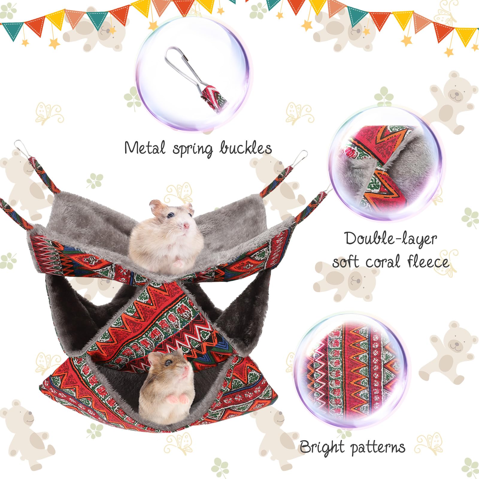 XINRUI 3-Tier Hammock 13.7x13.7 inch size fits most small pets