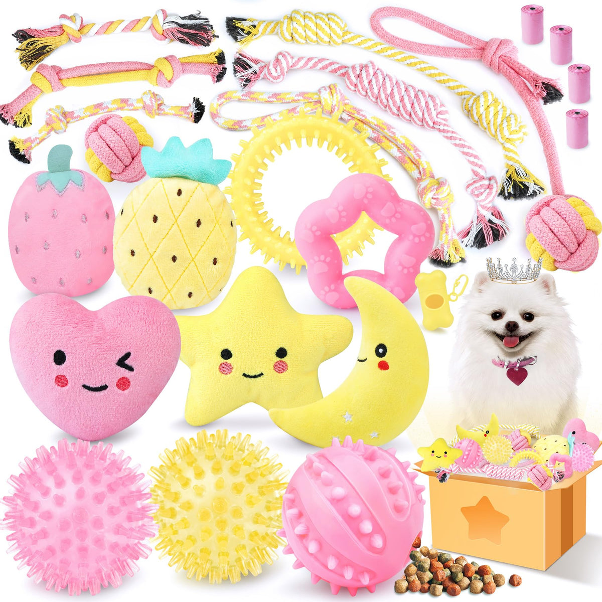 XIUGOAL pink puppy toy set for teething and play