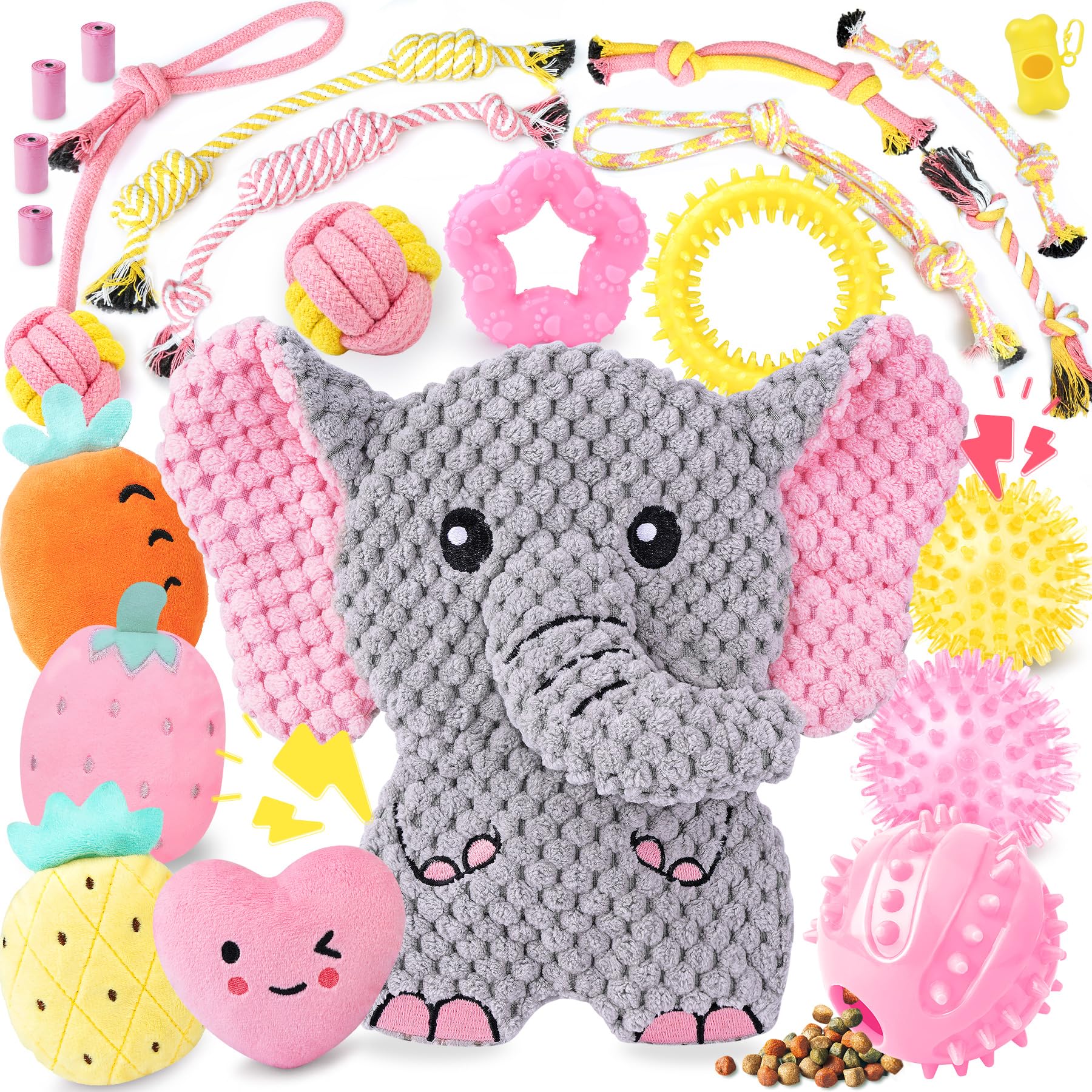 XIUGOAL pink puppy toys pack overview for small dogs and enrichment.