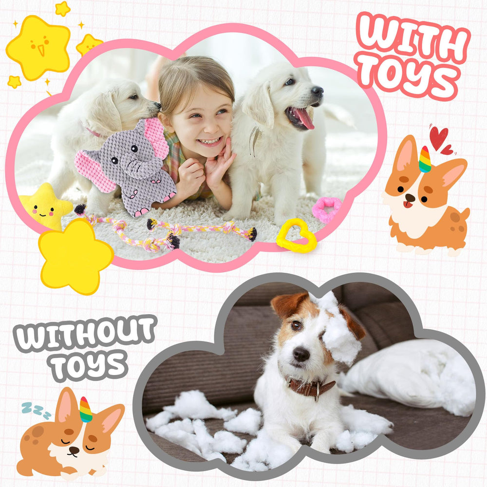 XIUGOAL pink puppy toys package layout showcases the full nine-pack.