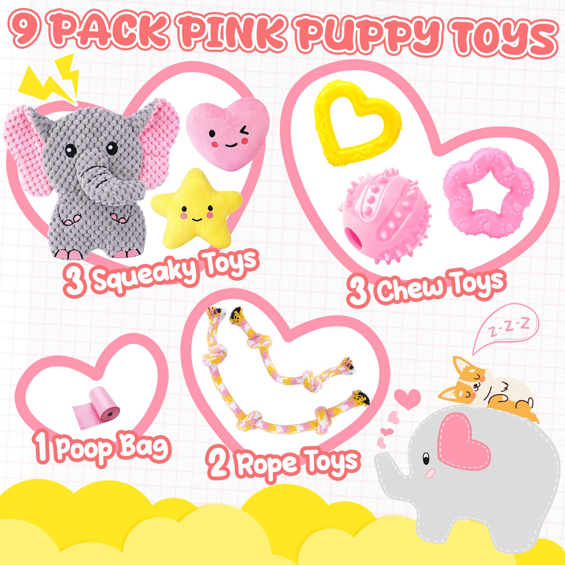 XIUGOAL squeaky plush elephant toy with no-stuffing design for engaging, noise-triggered play.