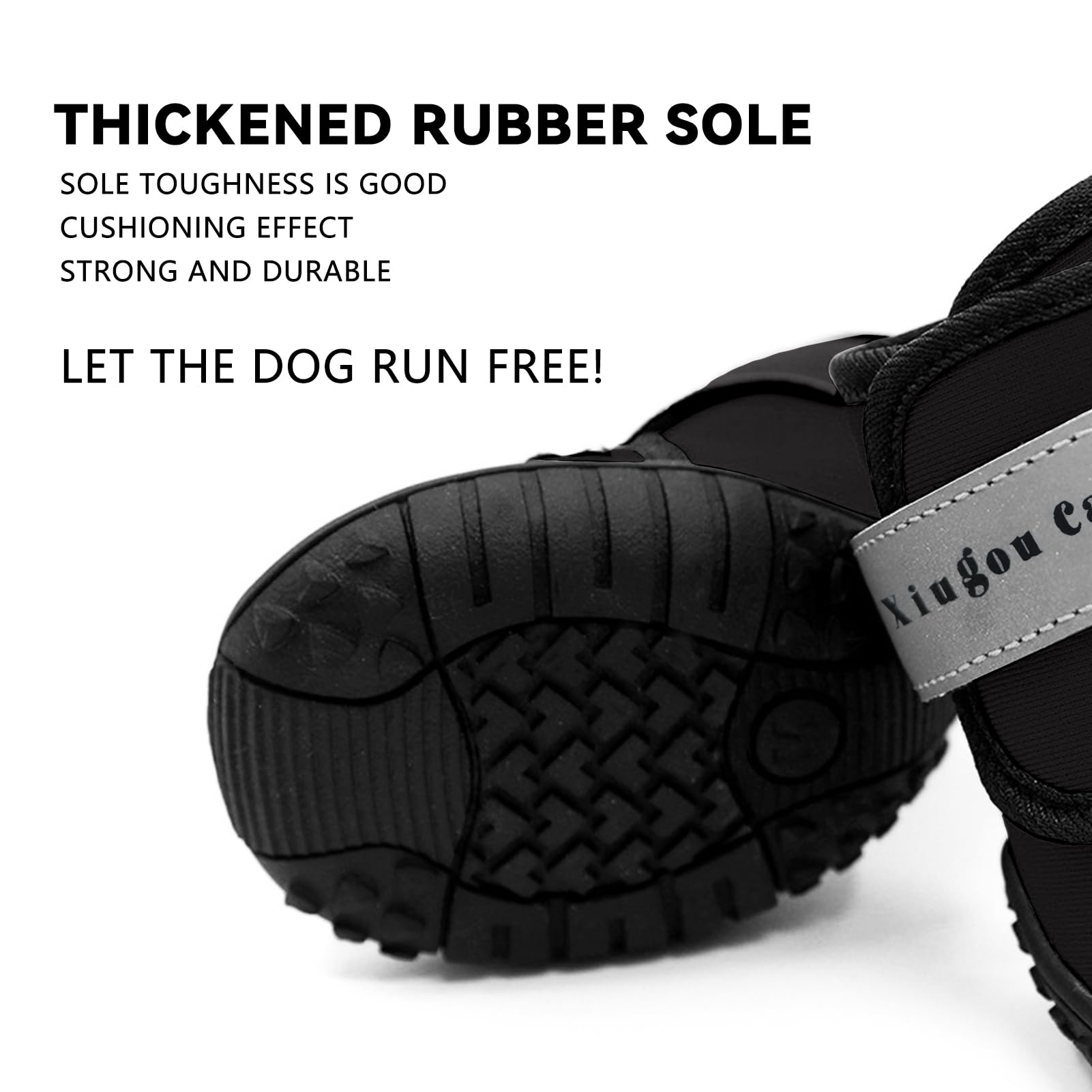 Xiugou Care dog shoes with adjustable Velcro straps for secure fit.