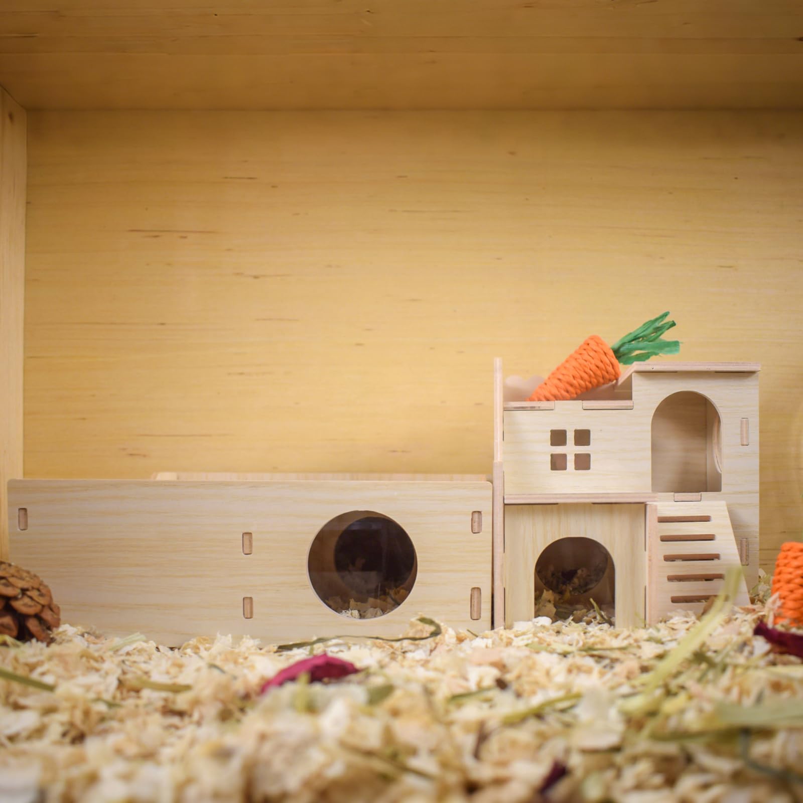 Xiylon waterproof exterior coating protects wood while staying hamster-safe.