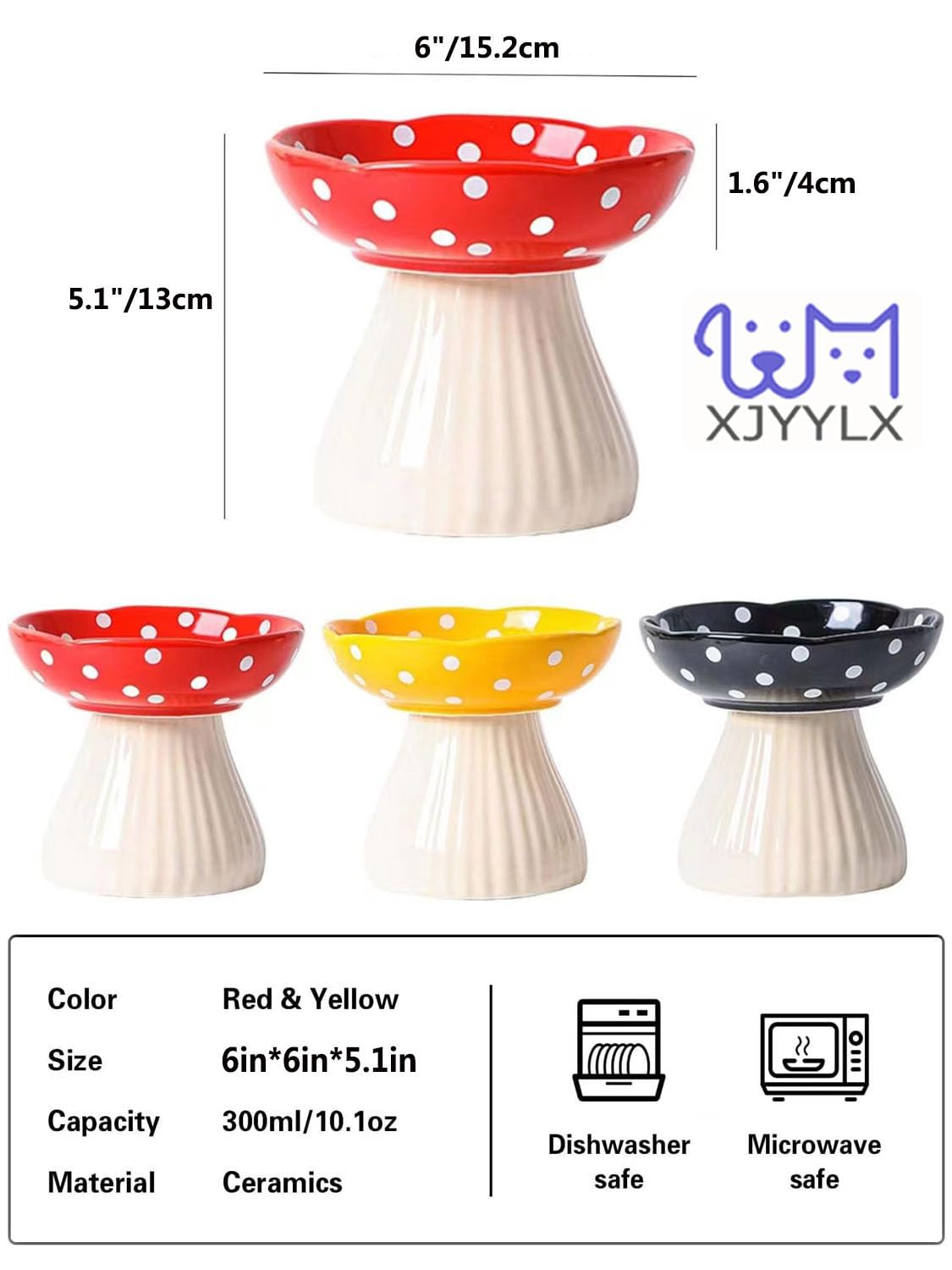 XJYYLX elevated cat bowl stand closeup demonstrates stability and anti-tip design
