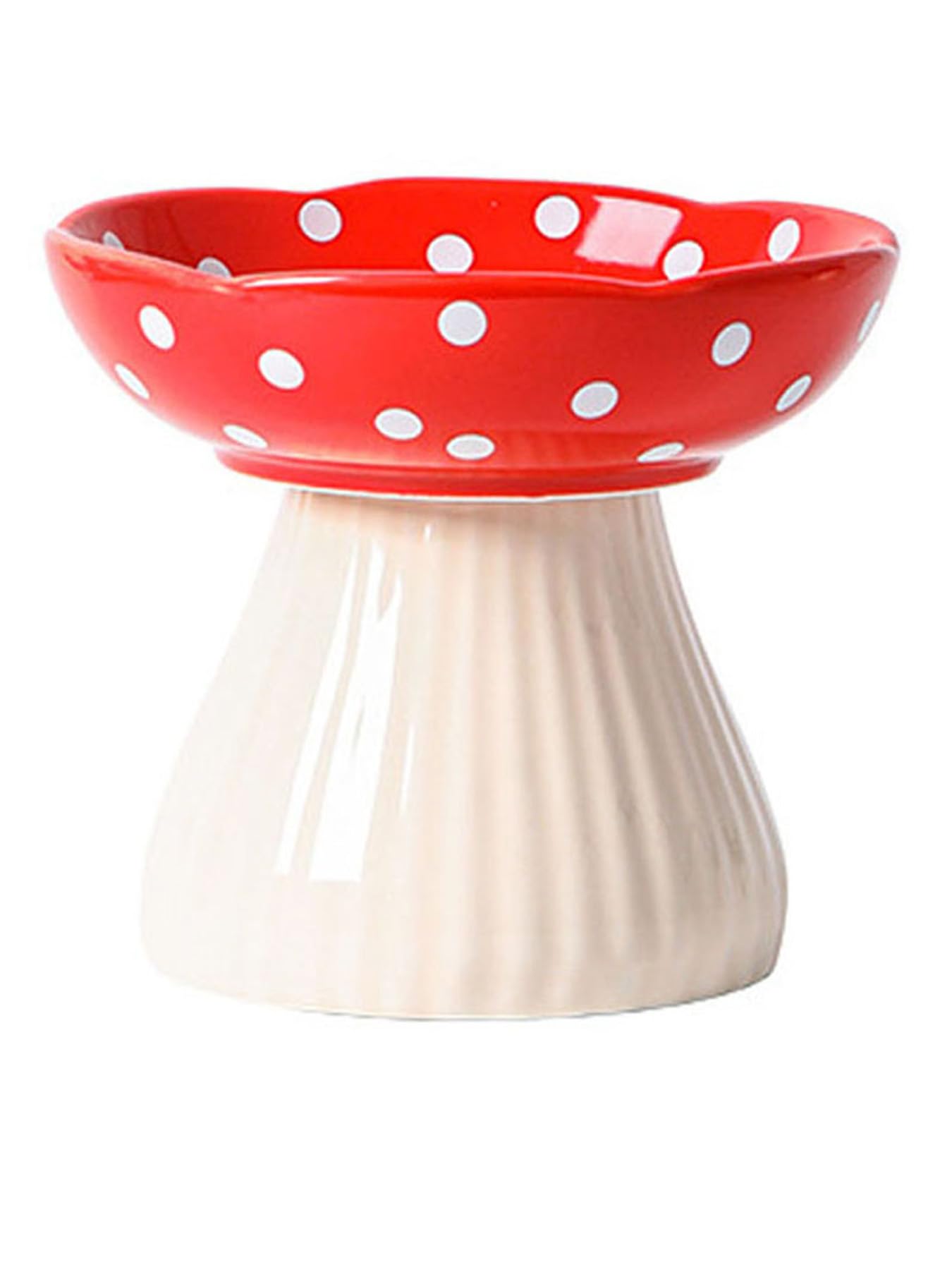 XJYYLX elevated mushroom cat bowls red set for whisker-friendly meals