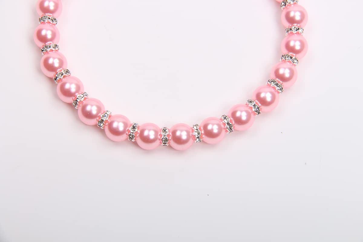 XKSRWE dog-cat-pearls-necklace-pink-bow-detail adds cute charm.
