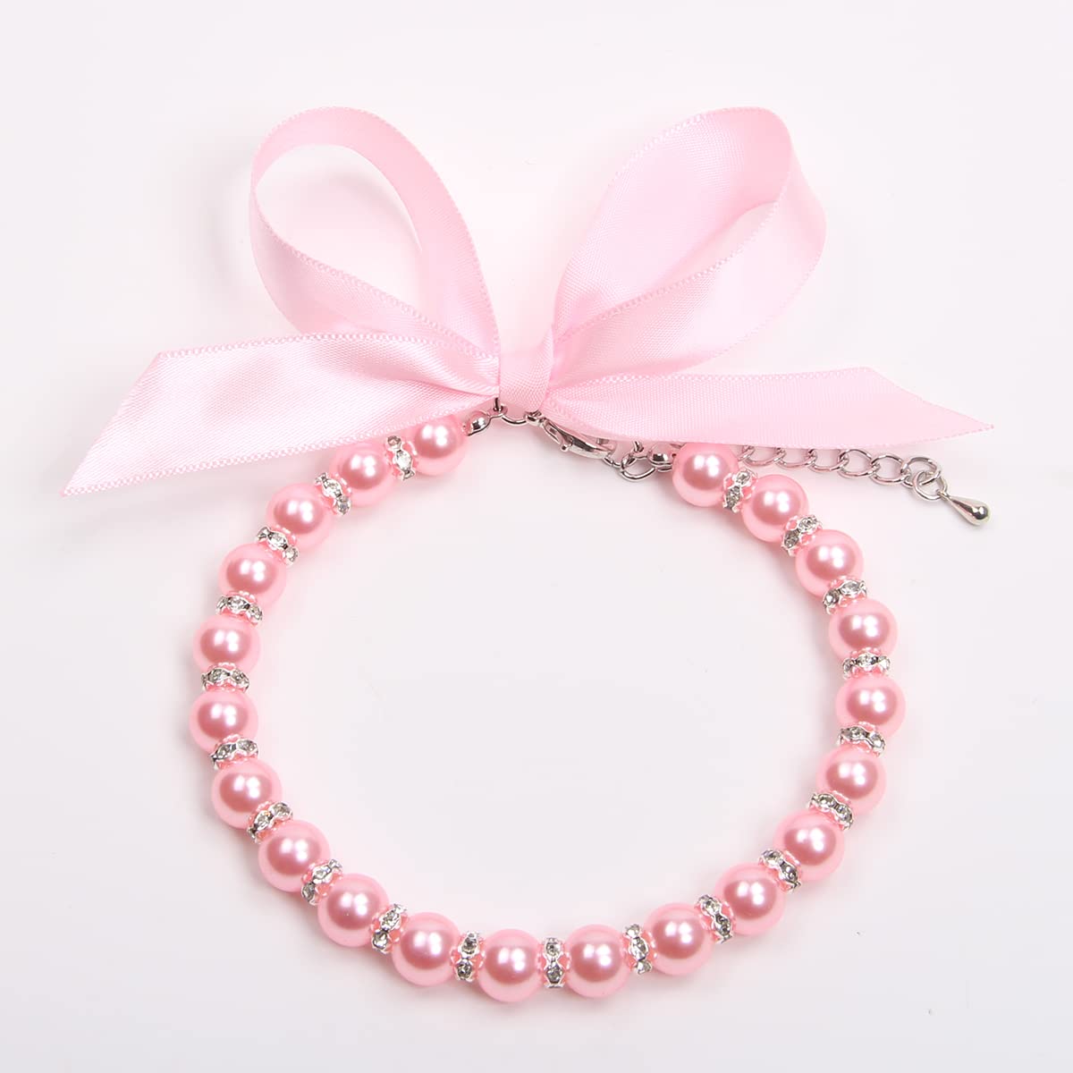 XKSRWE dog-cat-pearls-necklace-pink-packaging-ready gift presentation.