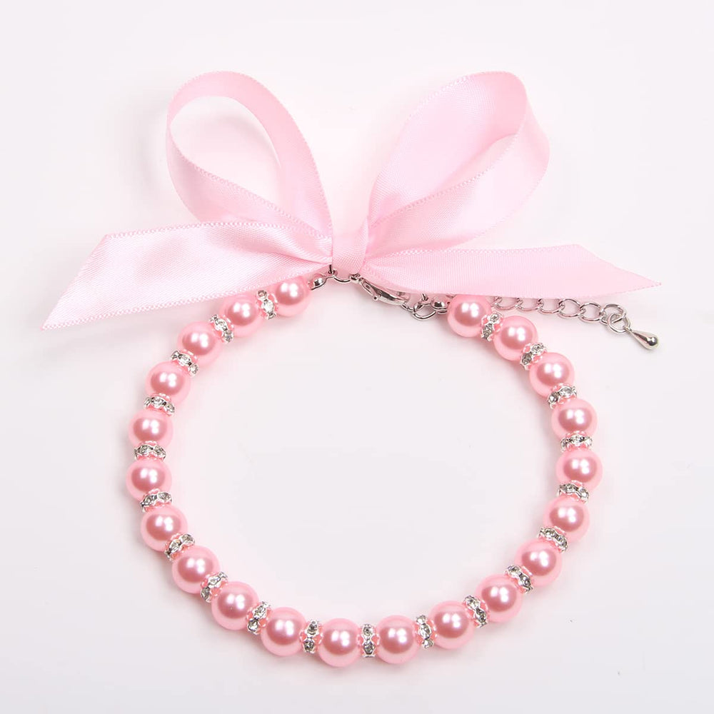 XKSRWE dog-cat-pearls-necklace-pink-packaging-ready gift presentation.