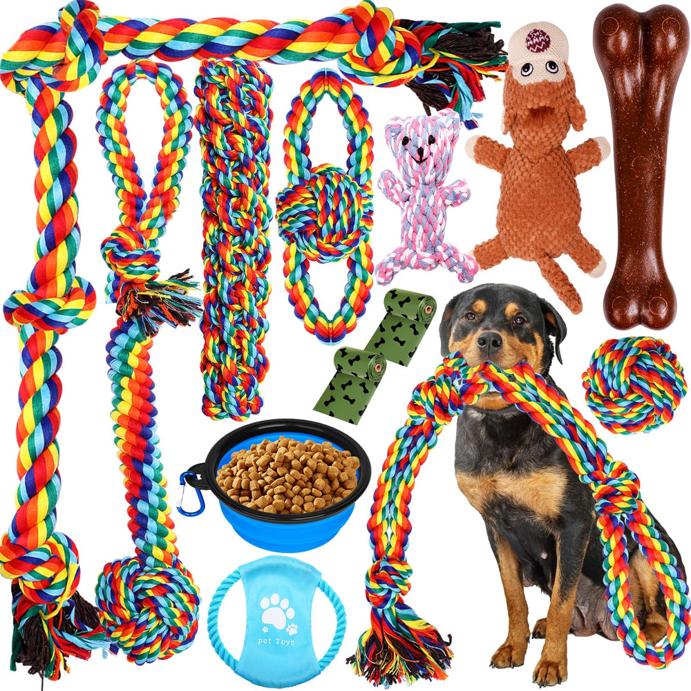XLMYS rope toy pack with durable knots for aggressive chewers and interactive play