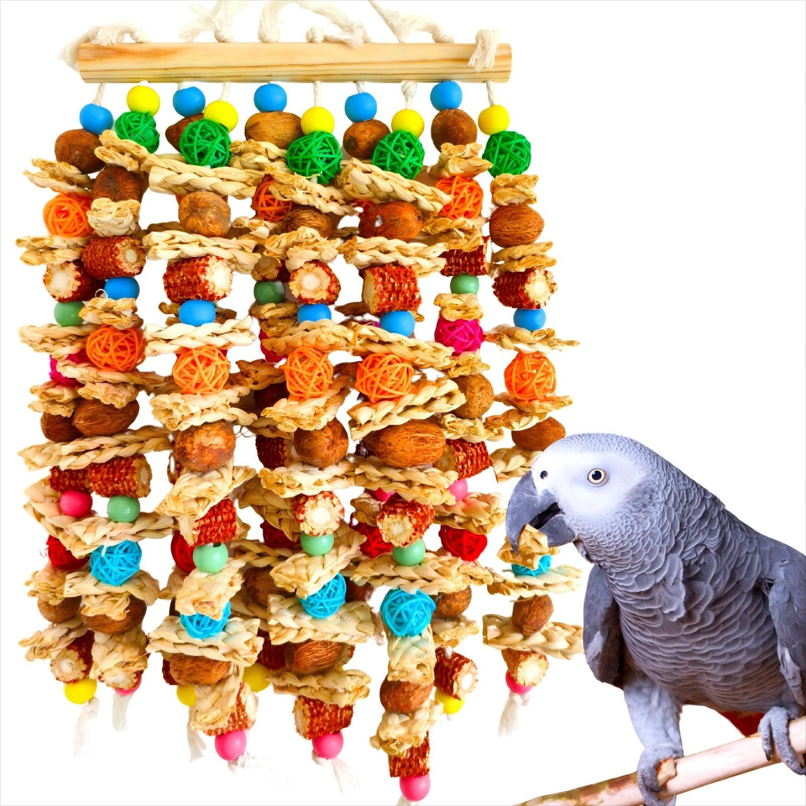 XLpeixin large-bird-toy-assembly shows a sturdy hanging setup for big parrots.