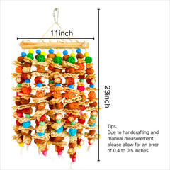 XLpeixin natural-materials-bird-toy features corn husk and walnut shells for safe shredding.