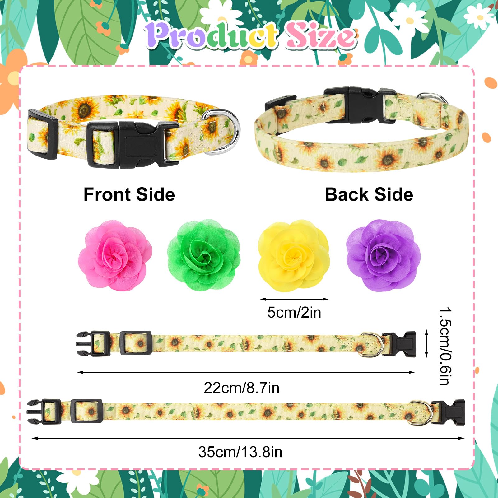 XLSXEXCL 4-pack shows colorful floral collars ready for easy outfit changes.