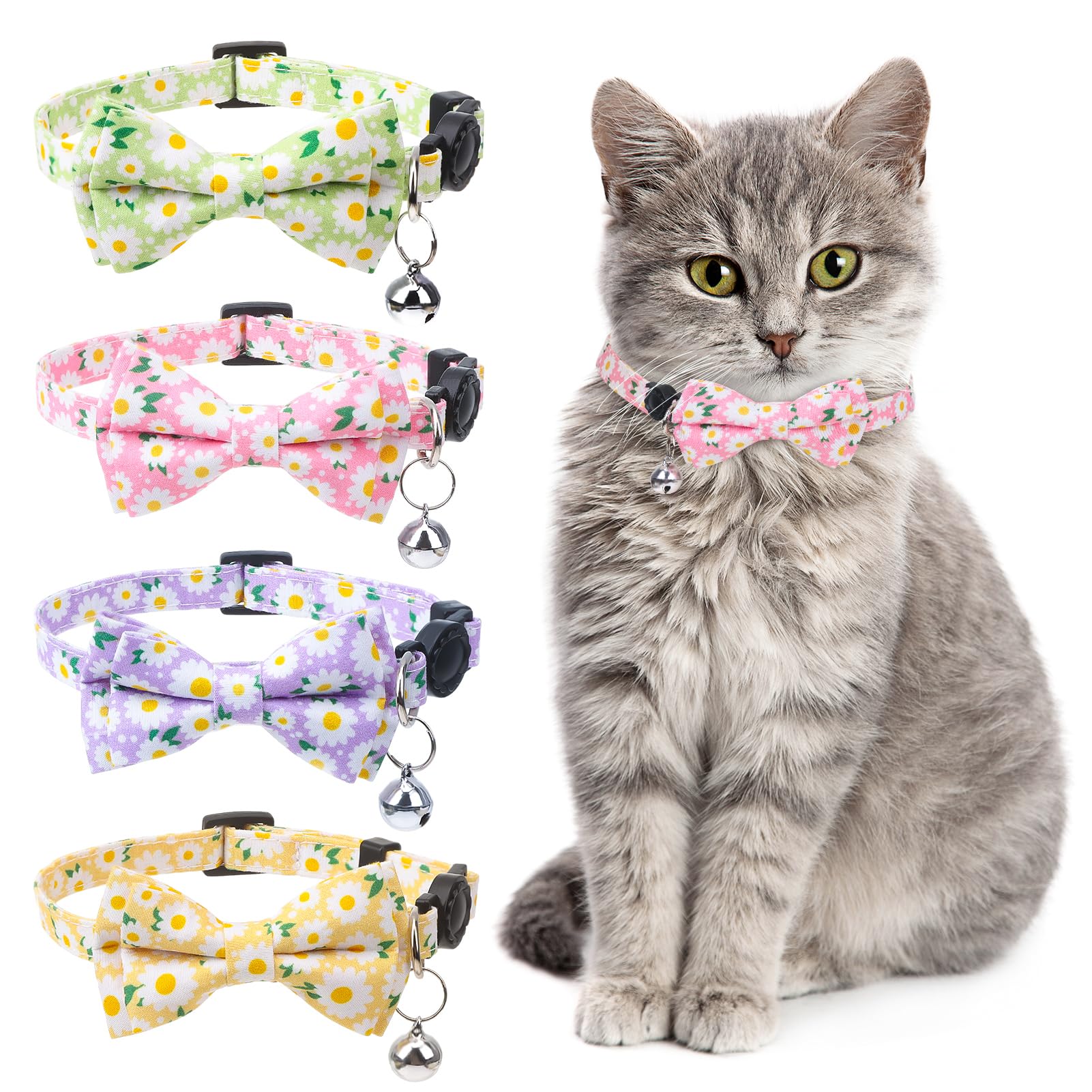 XLSXEXCL floral yellow cat collar worn daily for cute summer style