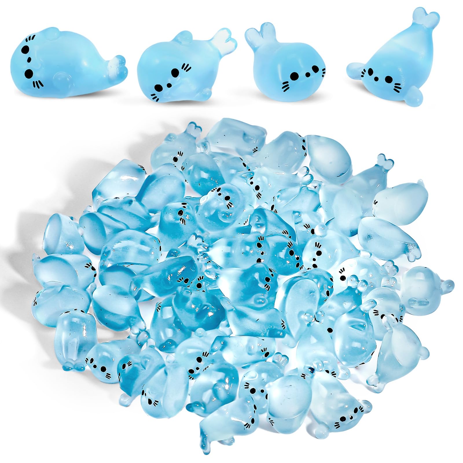 XLIUAX glow-seal-mini-blue shines in the dark for magical fairy garden decor