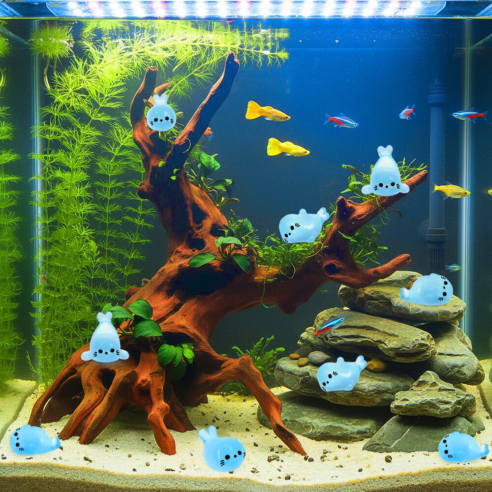 XLIUAX mini-resin-animals-aquarium-scene adds durable color to aquariums
