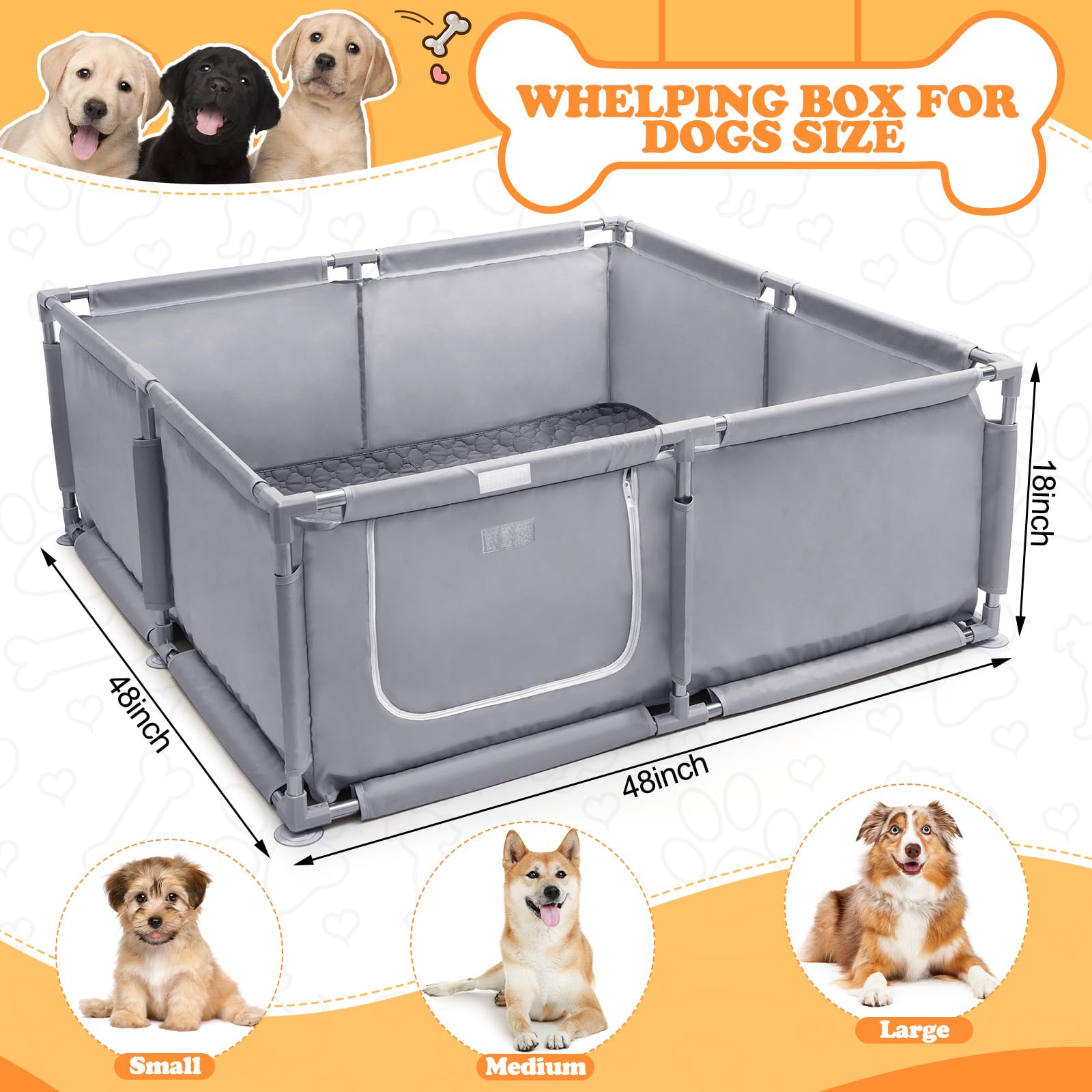 Xnewtwo whelping box puppies-in-box highlights roomy litter area for healthy newborns.