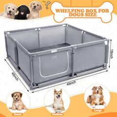 Xnewtwo whelping box puppies-in-box highlights roomy litter area for healthy newborns.