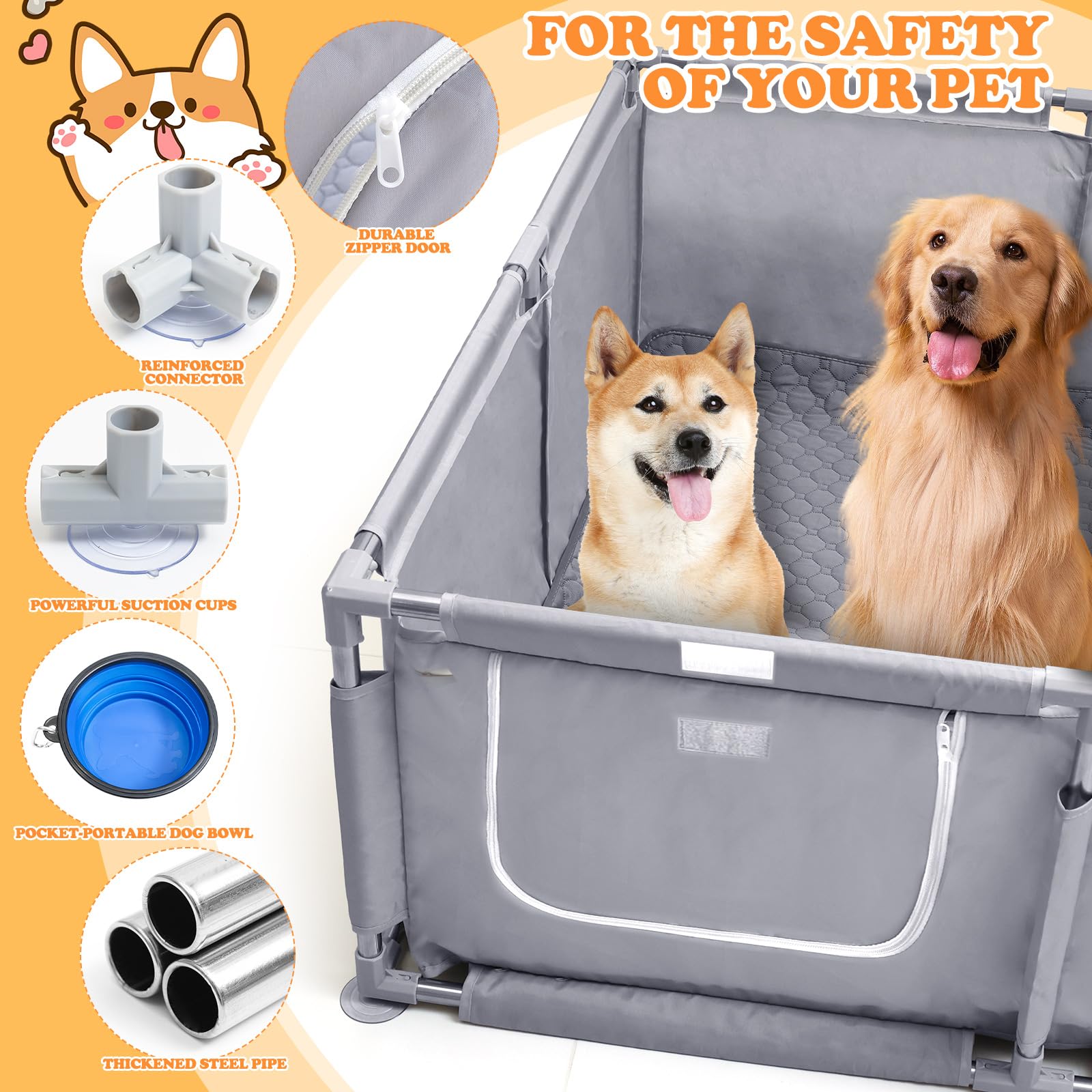Xnewtwo whelping box washable-pee-pad showcases reusable absorbent pad for easier cleanup.