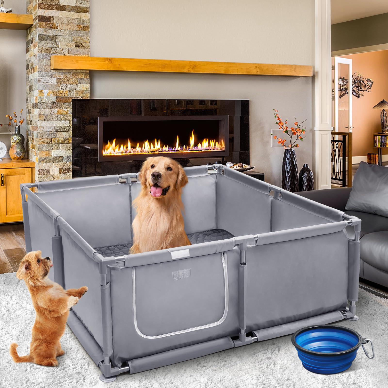 Xnewtwo whelping box zipper-door-design shows easy access with a smooth opening.