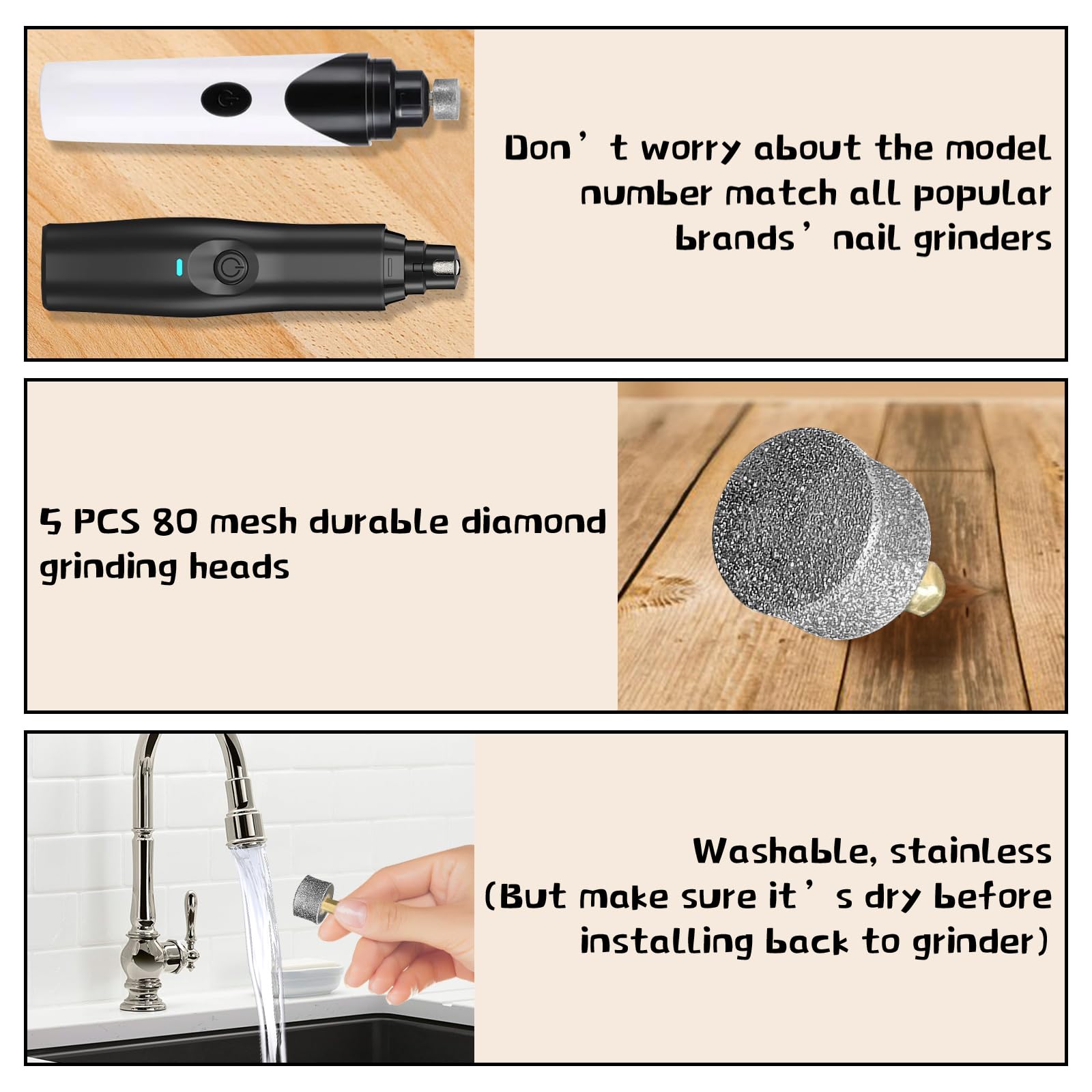 Xokipol 5-pack heads—interchangeable for durable long-term pet grooming sessions.