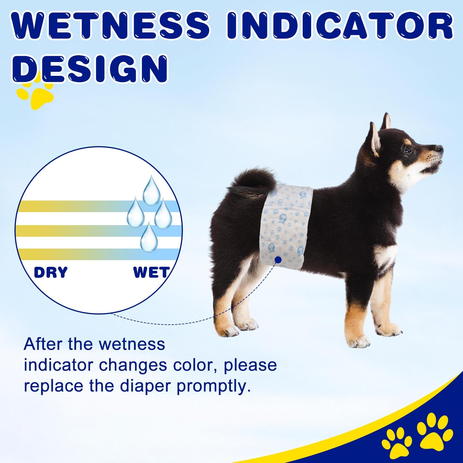 XPCARE medium-fit diapers shown on a dog for a secure, comfortable wear.