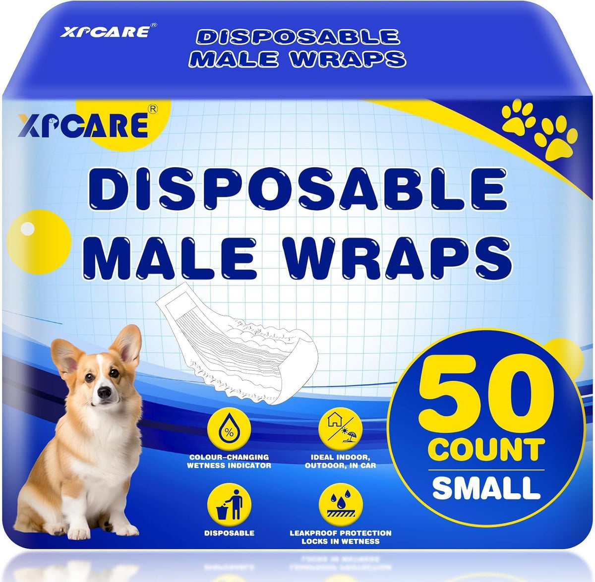 XPCARE small male dog wrap packaging for quick on-the-go changes.