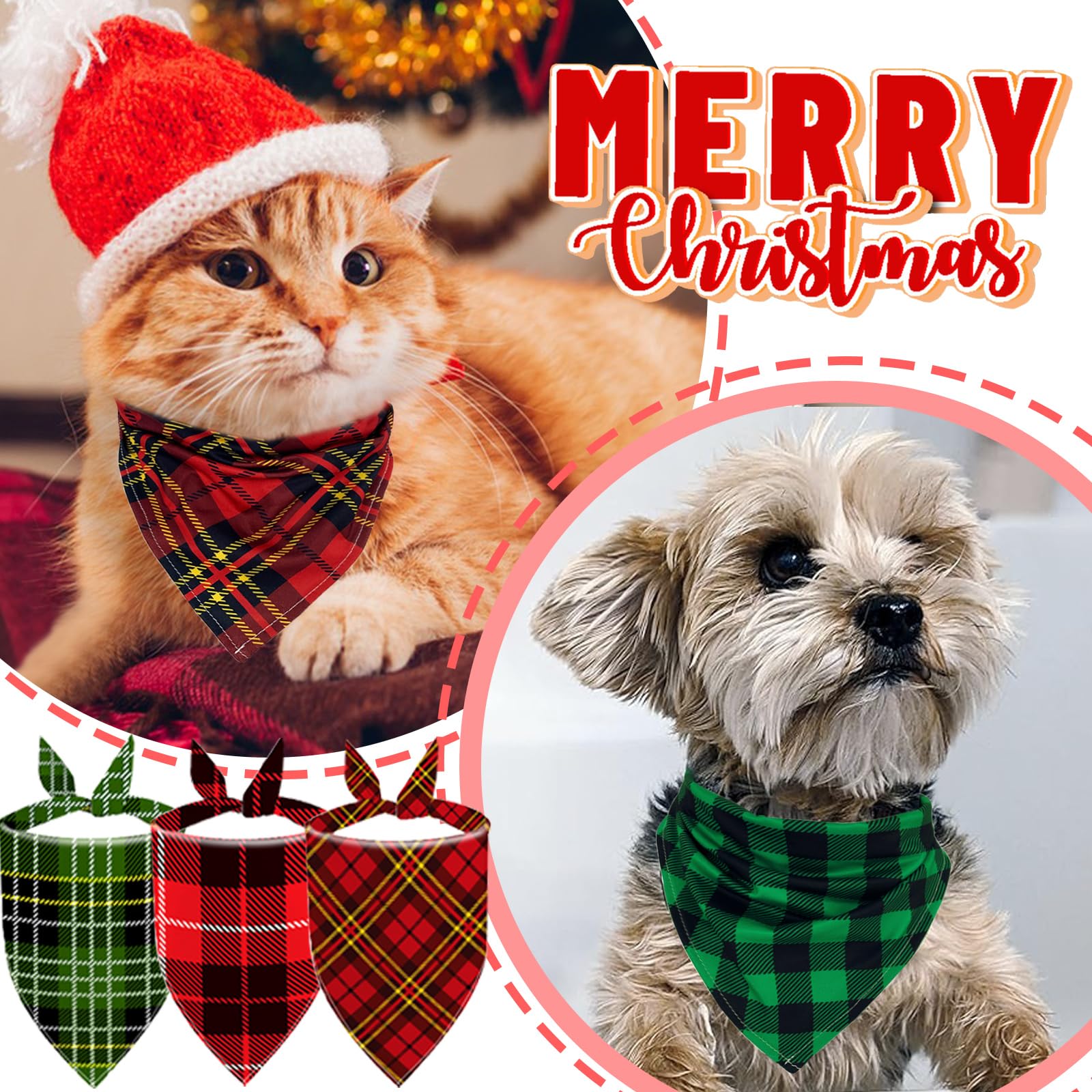 XPUDAC adjustable plaid bandana on a dog shows easy knotting for sizes.