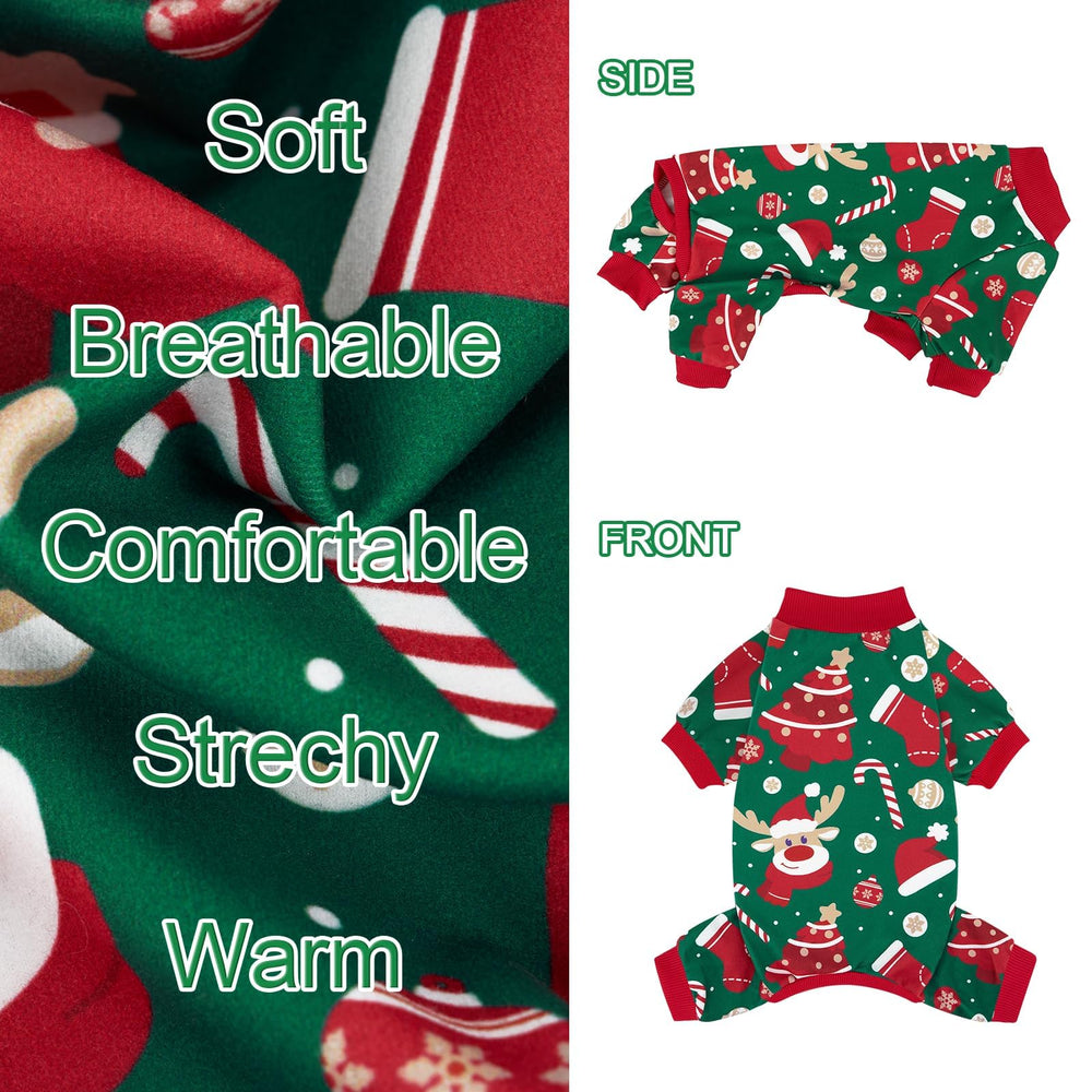 XPUDAC Christmas dog pajamas elastic cuffs closeup for secure easy wear.