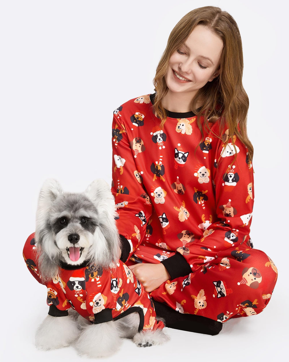 XPUDAC Christmas matching dog-owner pajamas pants for comfortable home lounging.
