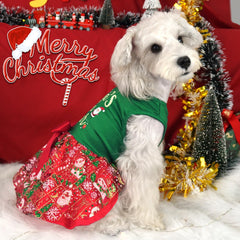 XPUDAC dog Christmas dress back view showing full outfit styling
