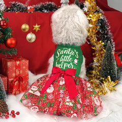 XPUDAC snowman dress detail with red bowknot enhances cute holiday look