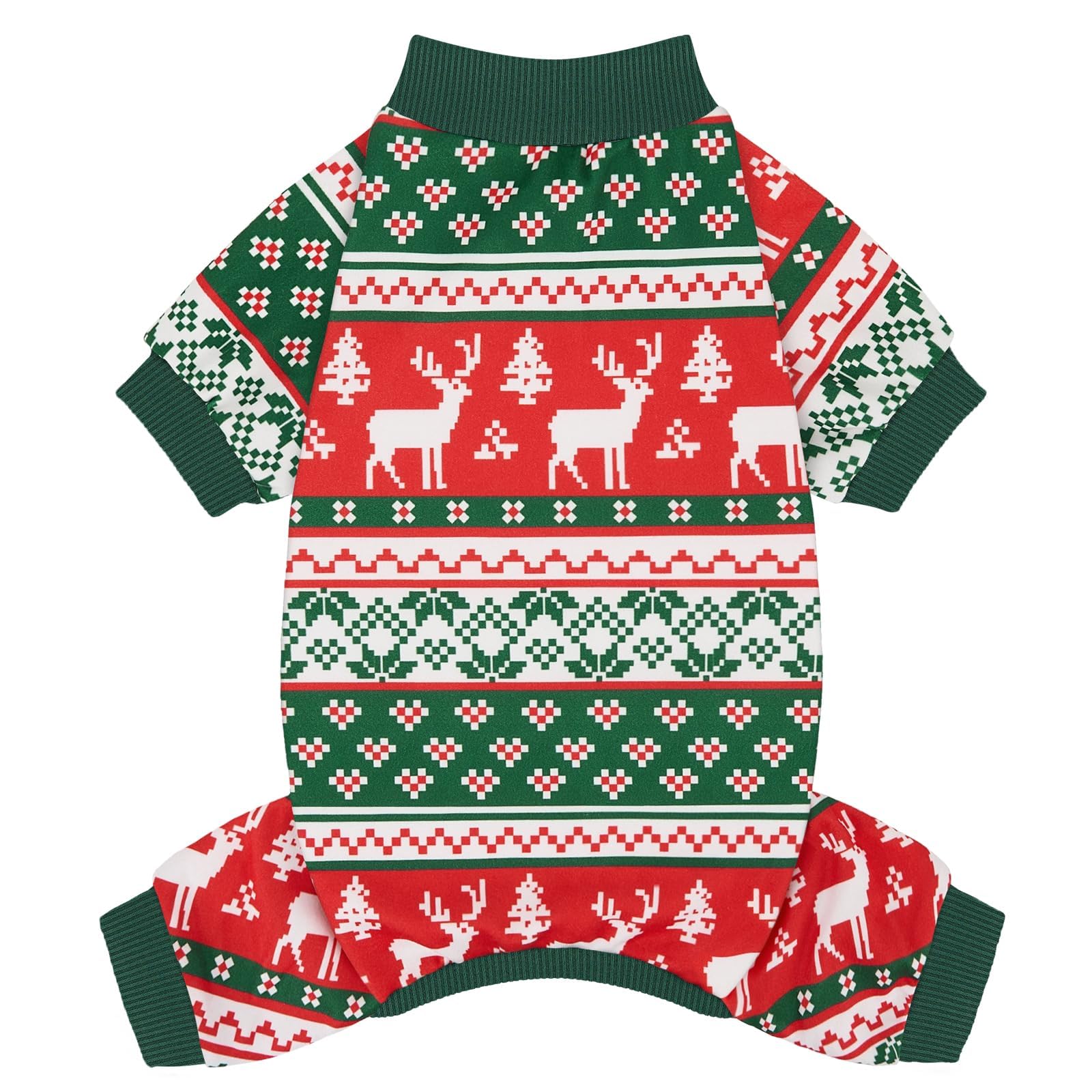 XPUDAC dog Christmas pajamas back view for festive photos and warm winter outings.