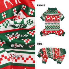 XPUDAC dog Christmas pajamas elastic cuffs maintain snug fit during playful walks.