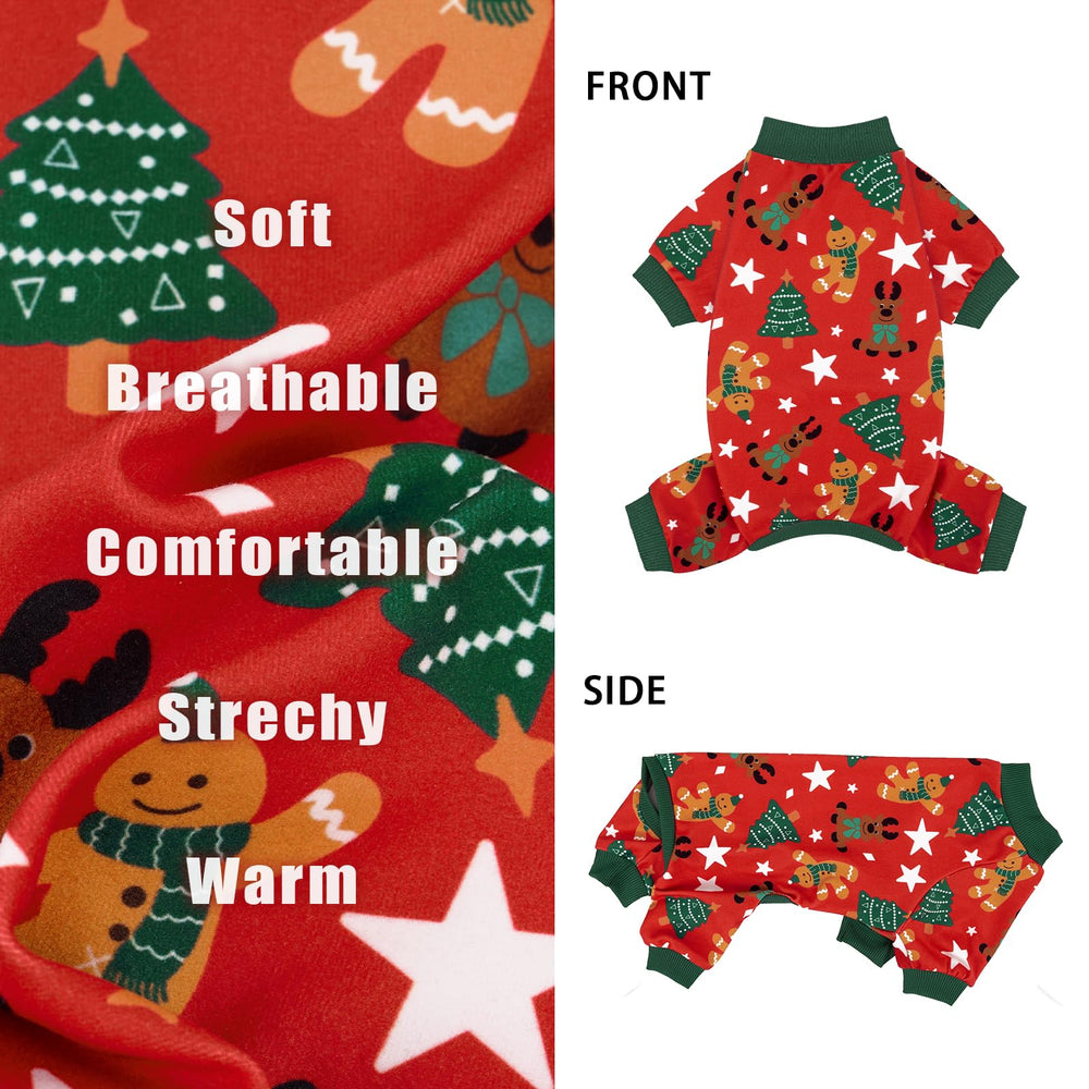 XPUDAC holiday-accessories design dog pajama shows charming festive look and easy wear.