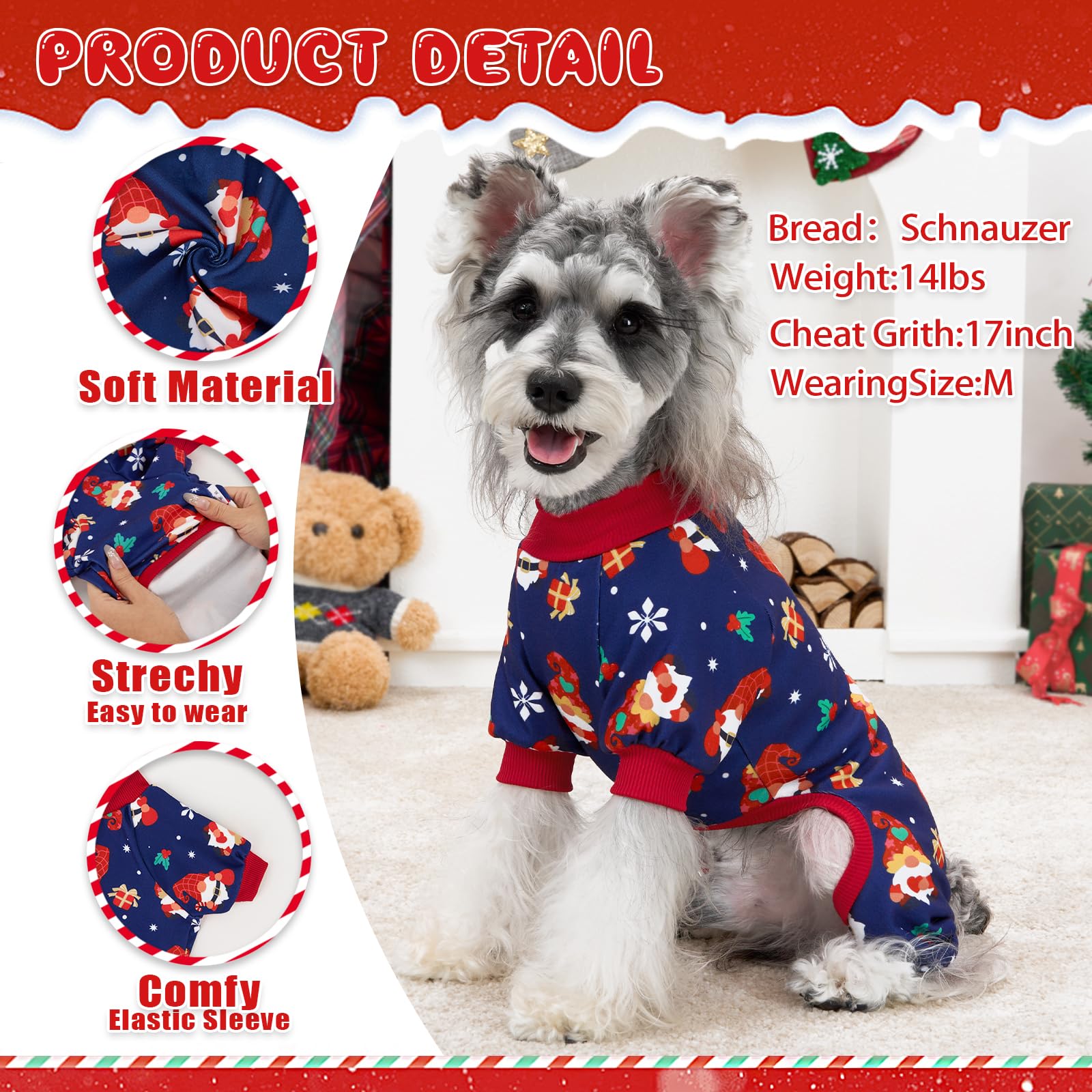 XPUDAC snowman design dog pajama perfect for cute holiday photo shoots.