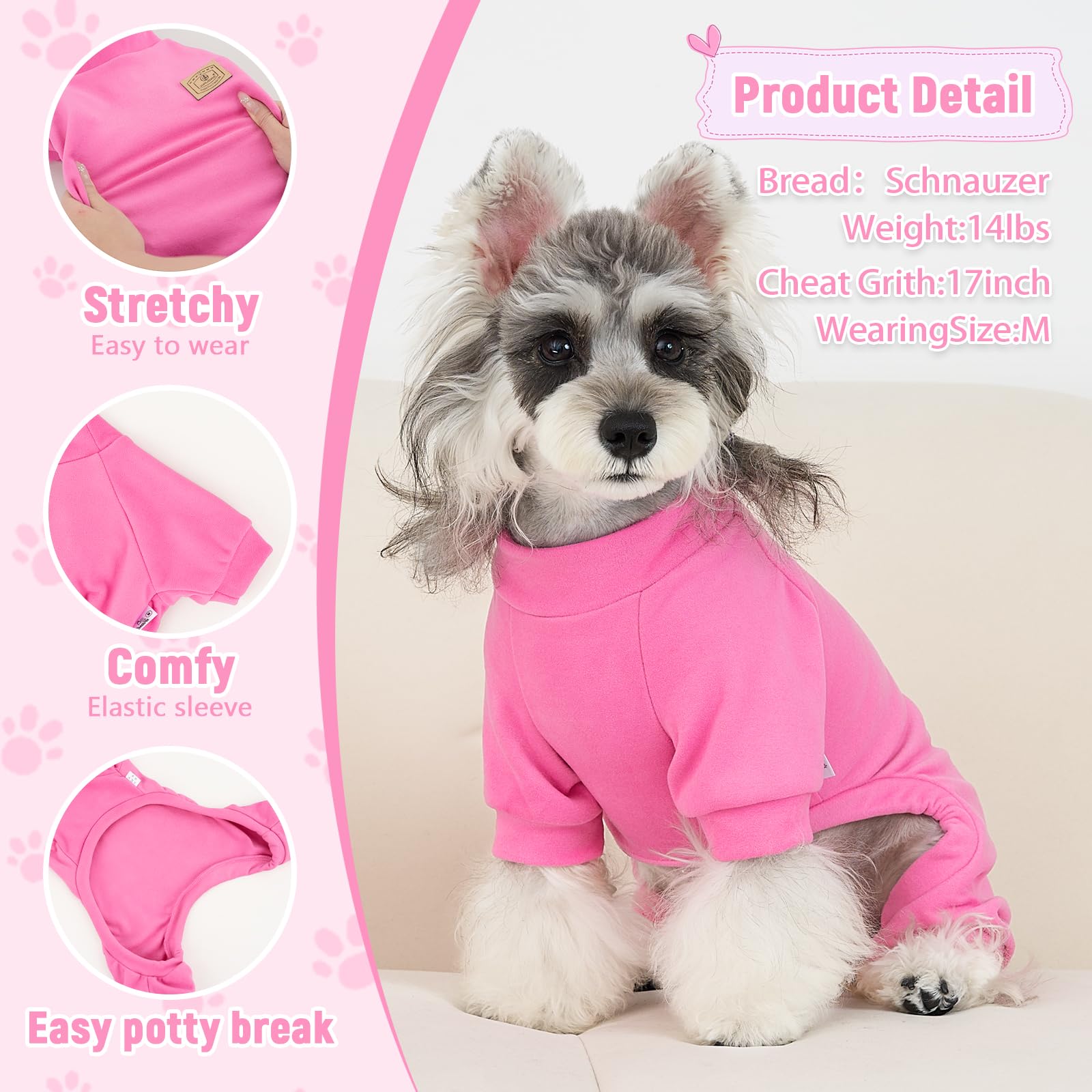 XPUDAC dog pajamas color variants purple pink hotpink displayed for cute outfits.