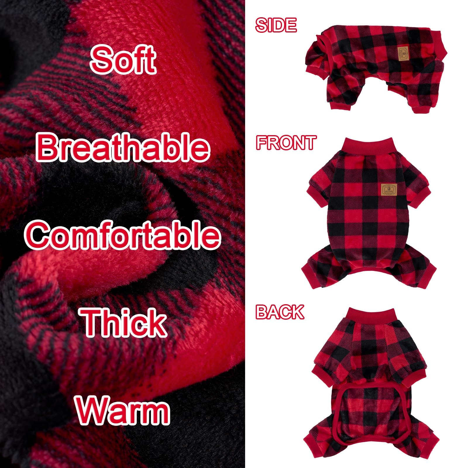 XPUDAC dog pajamas easy-on neck cuffs facilitate quick dressing and secure fit.