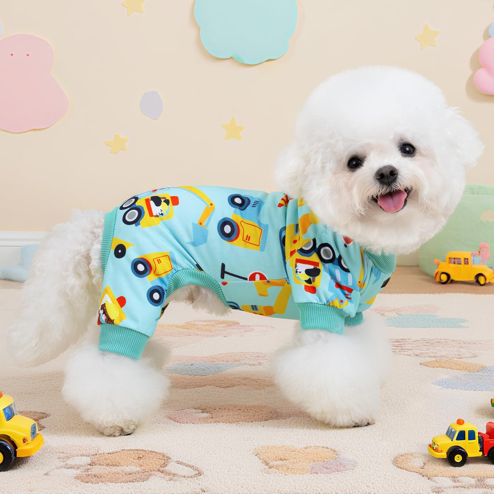 XPUDAC dog pajamas leg cuffs show snug fit for warmth and security