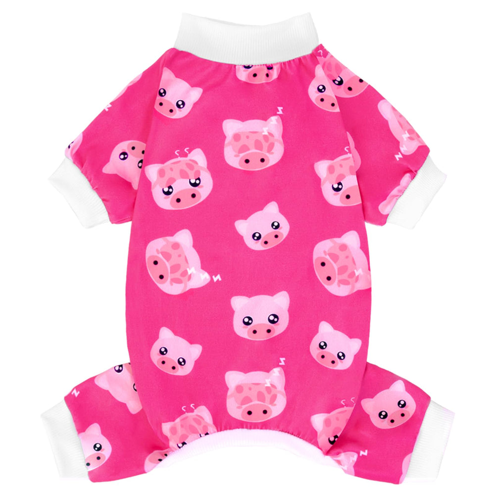 XPUDAC dog pajamas rear view show pig pattern on soft breathable fabric for cozy nights.