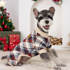XPUDAC plaid green dog pajamas side view highlighting comfy stretch and snug fit