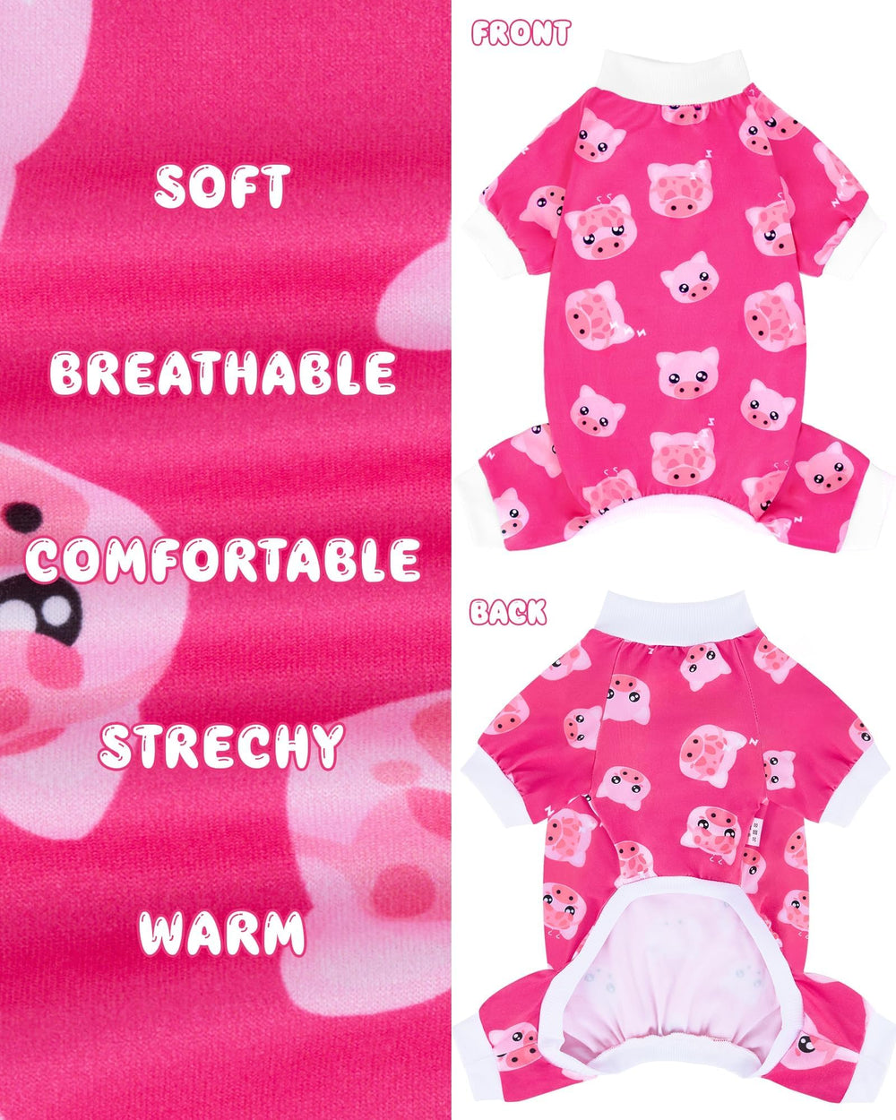 XPUDAC dog pajamas pull-on ribbing illustrates easy dressing and secure fit.