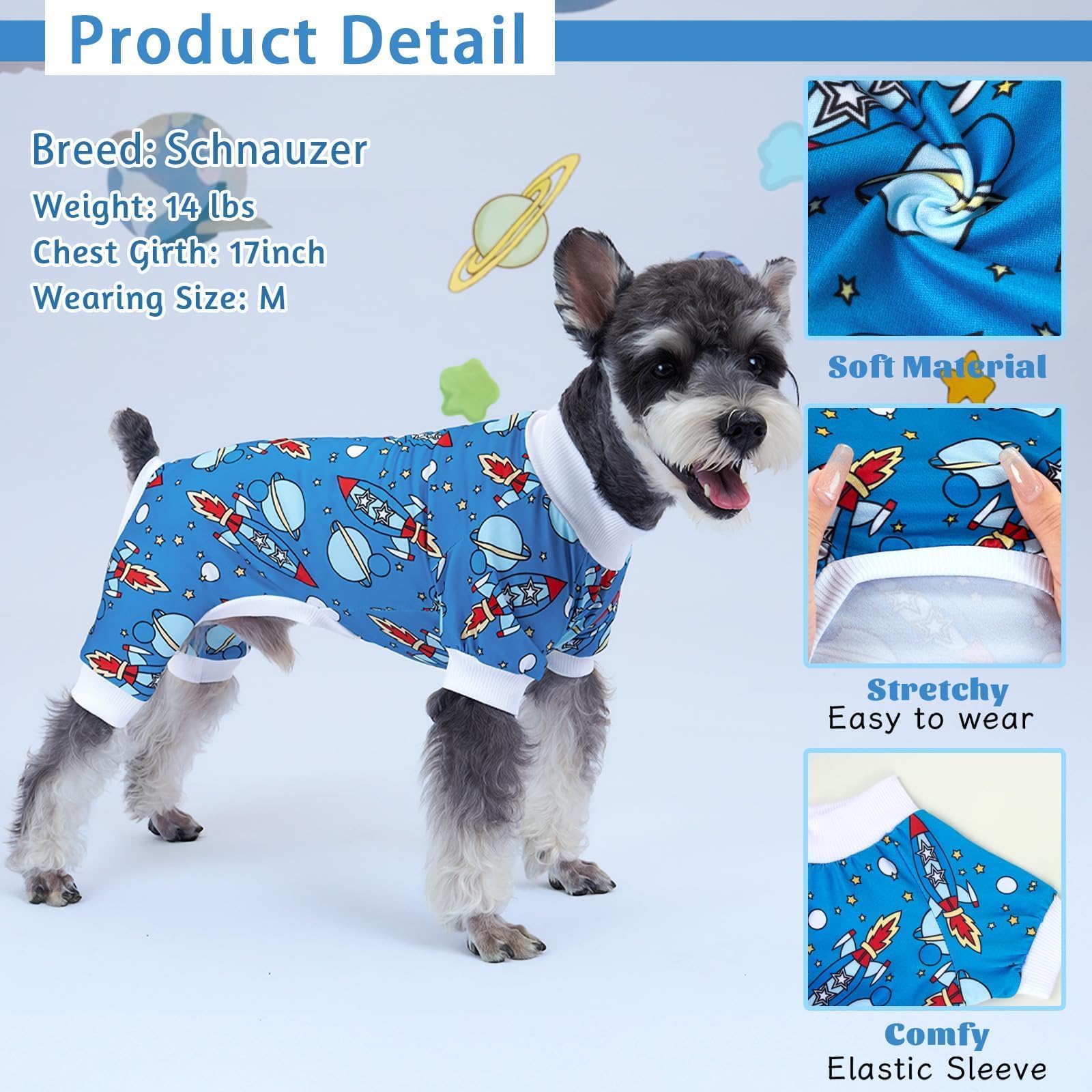 XPUDAC small dinosaur-pattern pajamas keep tiny dogs comfortable and visible.