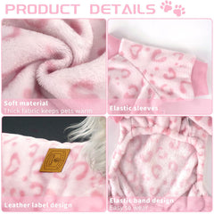 XPUDAC Leopard Pink Dog Sweater fabric close-up illustrating plush velvet warmth