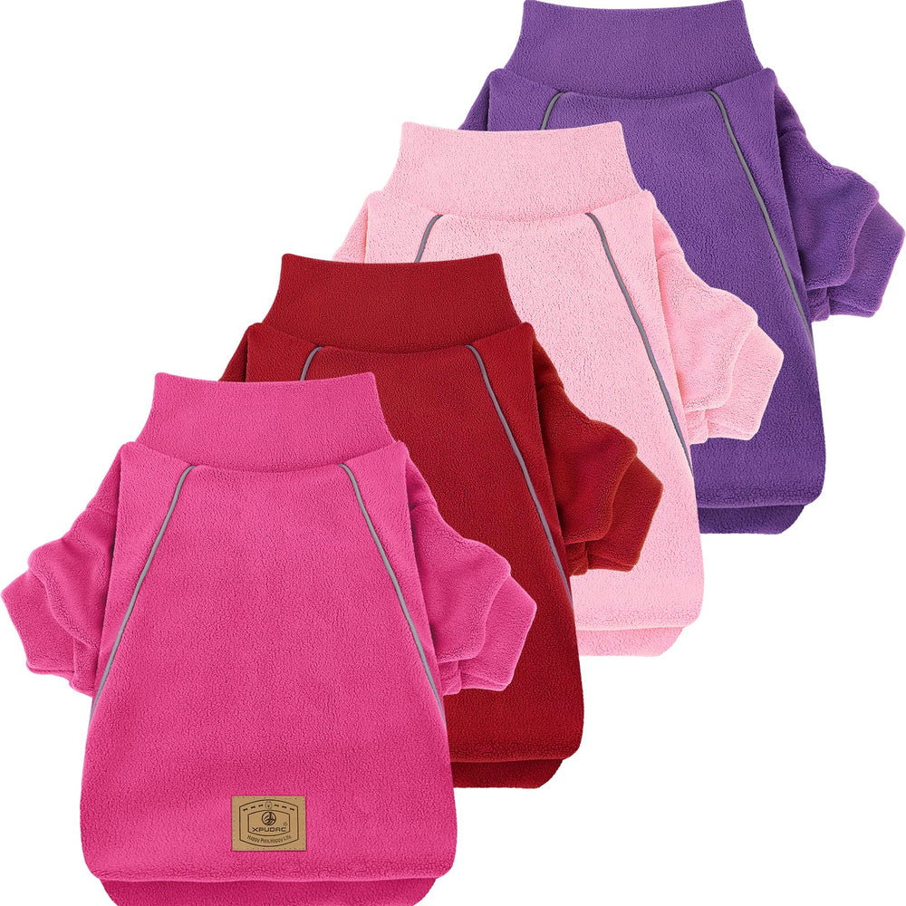 XPUDAC dog sweaters packshot shows four color options for winter wear.