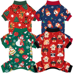 XPUDAC dogs Christmas pajamas four-pack back view showing cozy, festive fit.