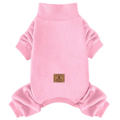 XPUDAC fleece dog pajamas back view for winter warmth on walks