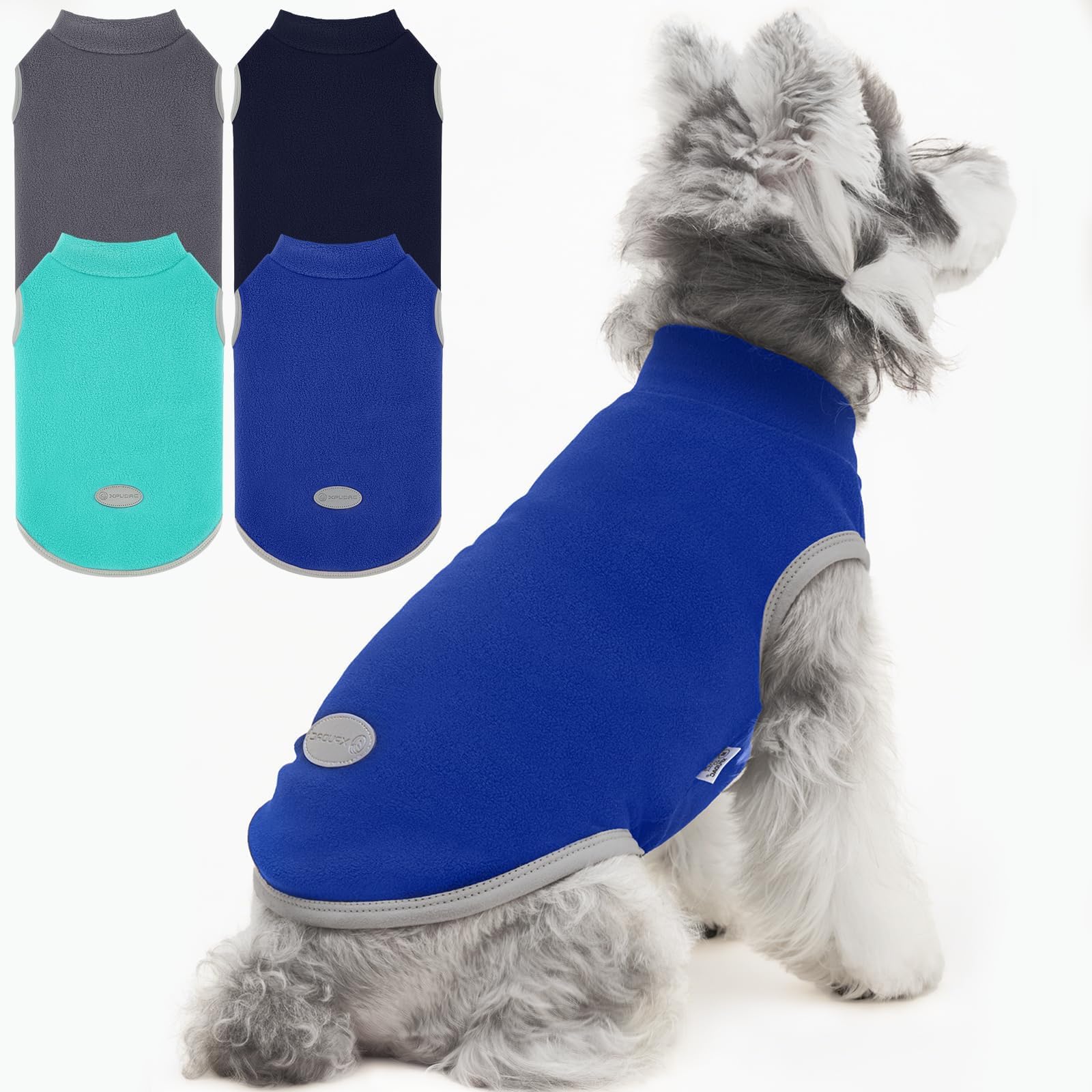 XPUDAC four-pack fleece dog sweaters front view, cozy warmth for chilly walks.