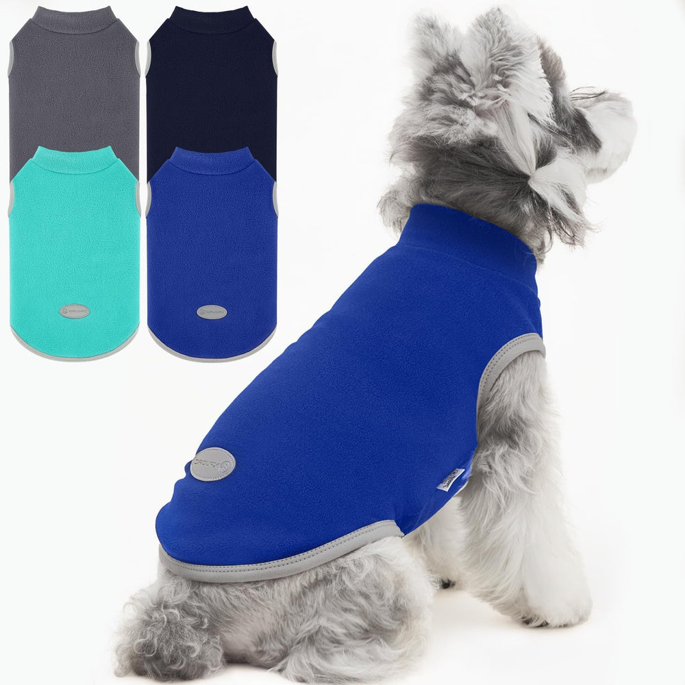 XPUDAC four-pack fleece dog sweaters front view, cozy warmth for chilly walks.
